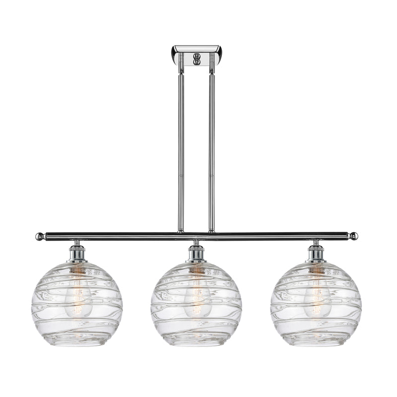 Deco Swirl Island Light shown in the Polished Chrome finish with a Clear shade