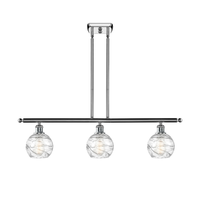 Deco Swirl Island Light shown in the Polished Chrome finish with a Clear shade