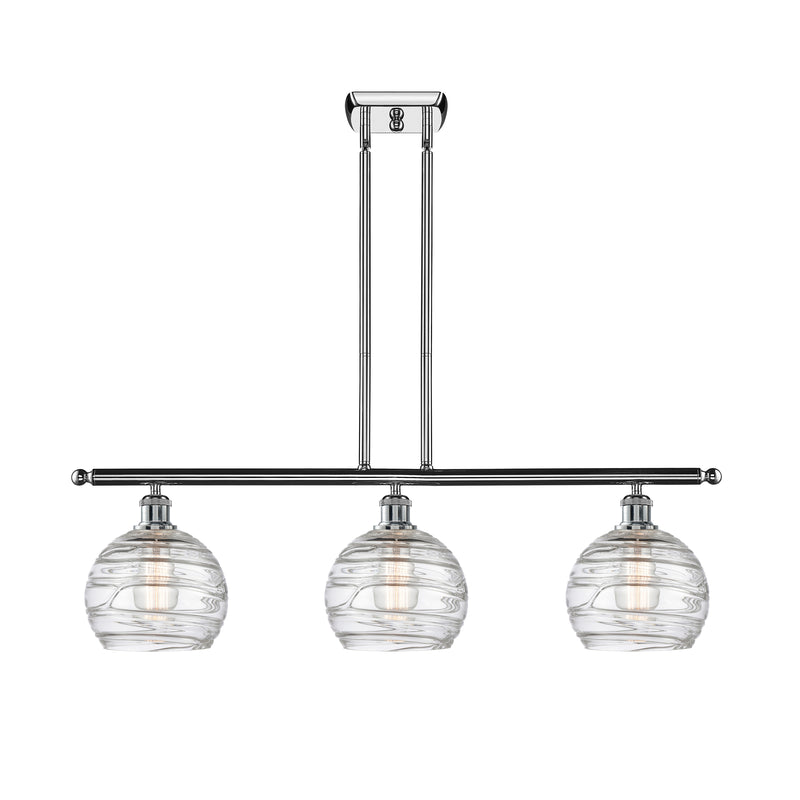 Deco Swirl Island Light shown in the Polished Chrome finish with a Clear shade