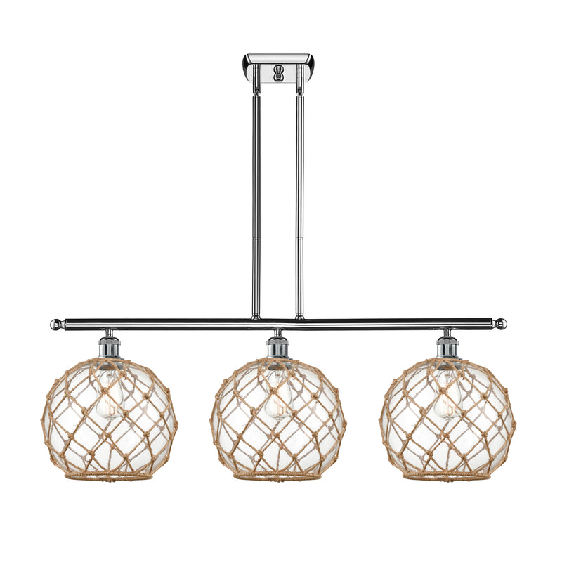 Farmhouse Rope Island Light shown in the Polished Chrome finish with a Clear Glass with Brown Rope shade