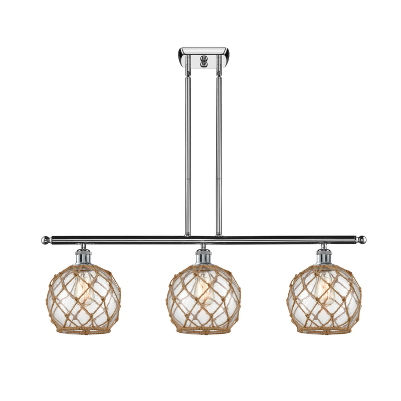 Farmhouse Rope Island Light shown in the Polished Chrome finish with a Clear Glass with Brown Rope shade