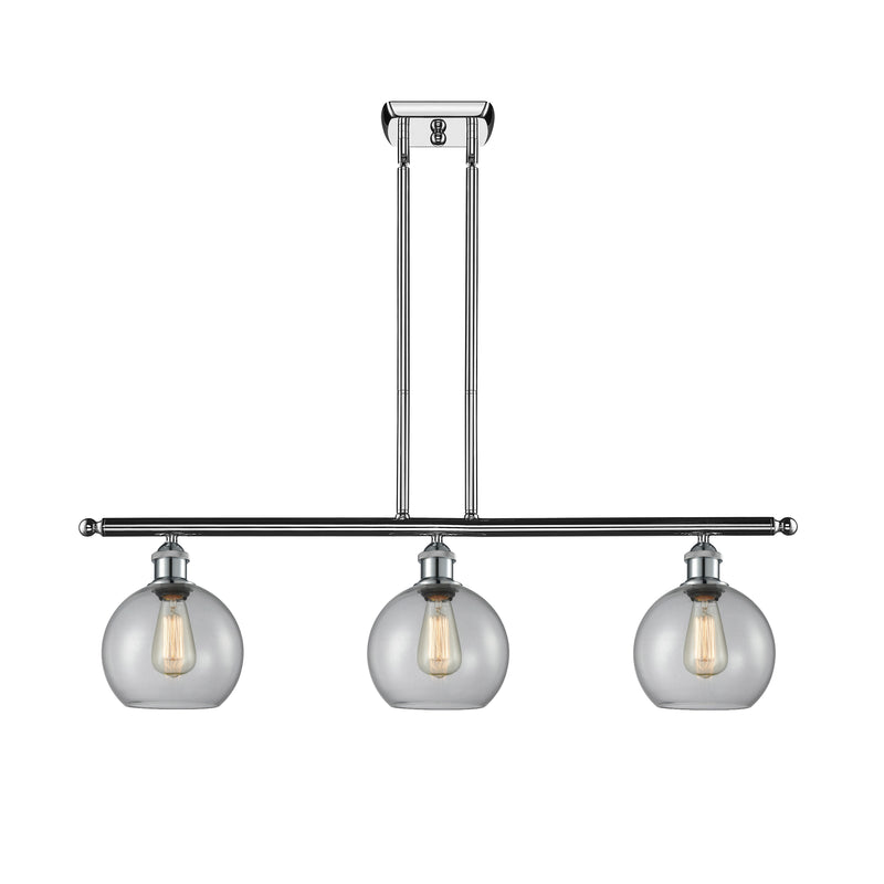 Athens Island Light shown in the Polished Chrome finish with a Clear shade