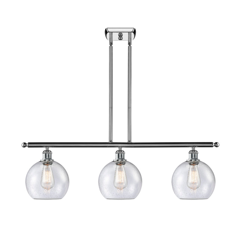 Athens Island Light shown in the Polished Chrome finish with a Seedy shade