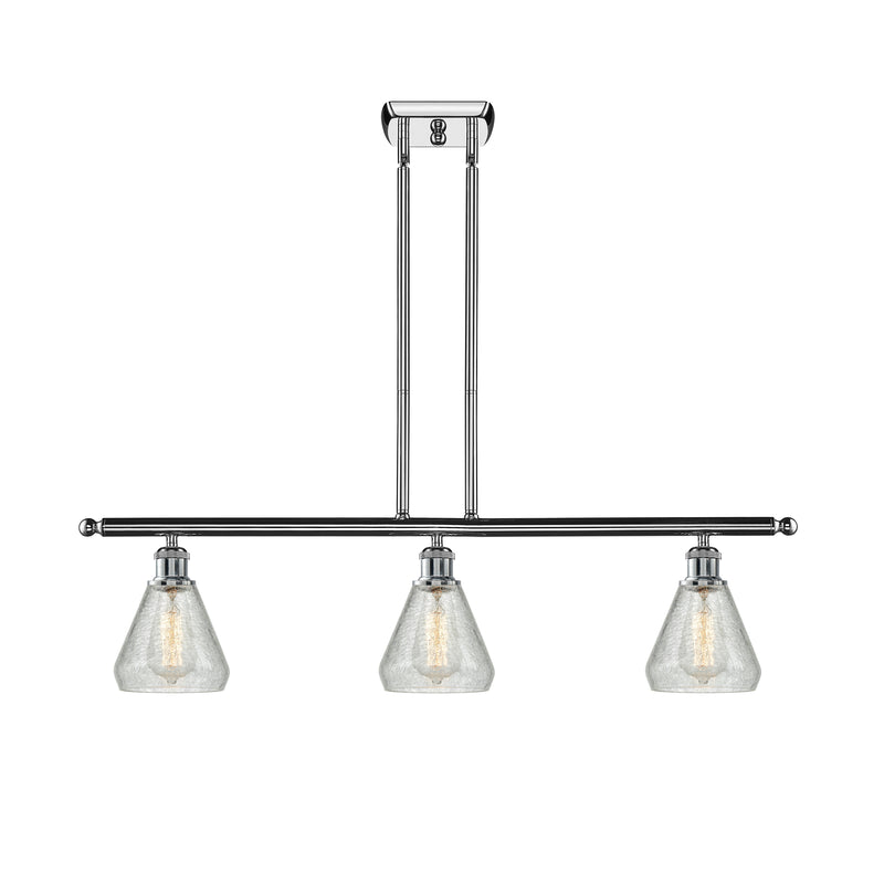 Conesus Island Light shown in the Polished Chrome finish with a Clear Crackle shade