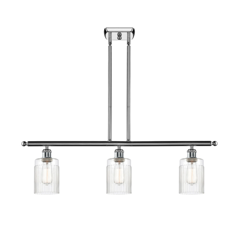 Hadley Island Light shown in the Polished Chrome finish with a Clear shade