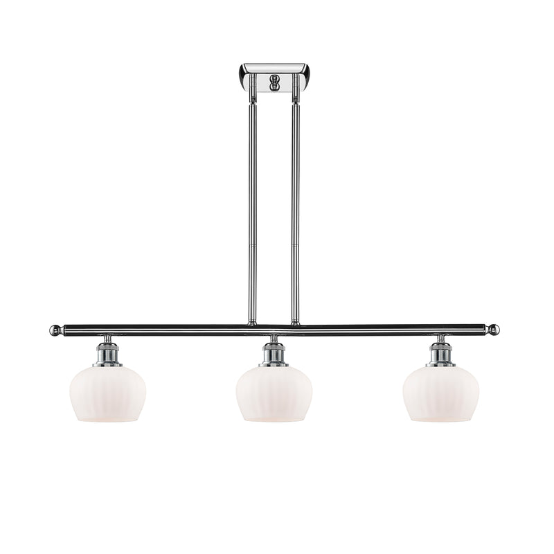 Fenton Island Light shown in the Polished Chrome finish with a Matte White shade