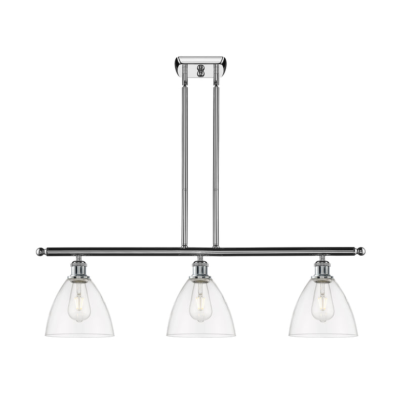 Ballston Dome Island Light shown in the Polished Chrome finish with a Clear shade