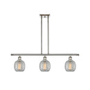 Belfast Island Light shown in the Polished Nickel finish with a Clear Crackle shade