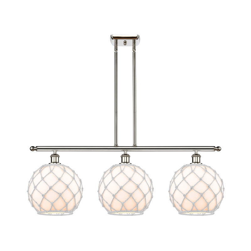 Farmhouse Rope Island Light shown in the Polished Nickel finish with a White Glass with White Rope shade