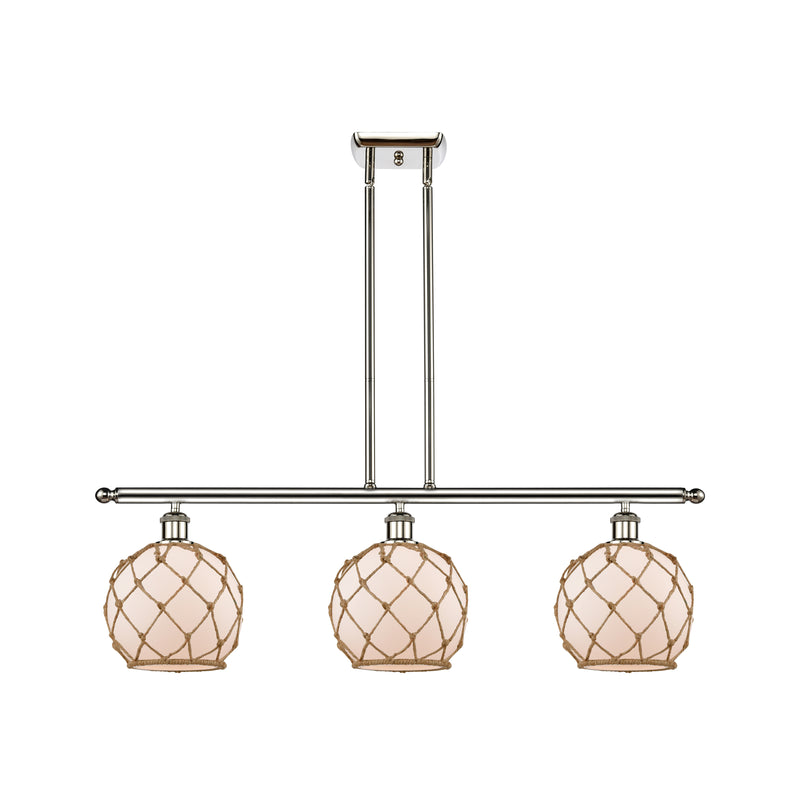 Farmhouse Rope Island Light shown in the Polished Nickel finish with a White Glass with Brown Rope shade