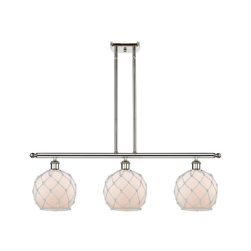 Farmhouse Rope Island Light shown in the Polished Nickel finish with a White Glass with White Rope shade