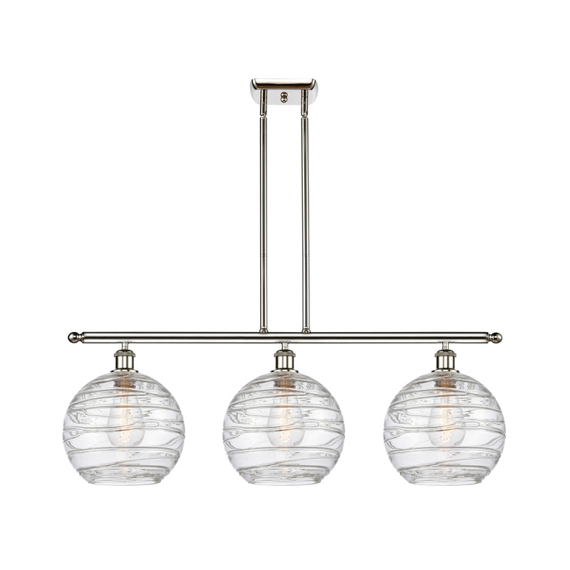 Deco Swirl Island Light shown in the Polished Nickel finish with a Clear shade