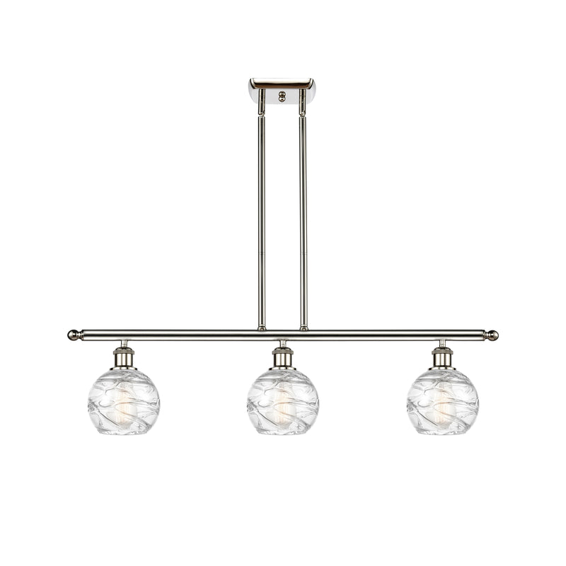 Deco Swirl Island Light shown in the Polished Nickel finish with a Clear shade