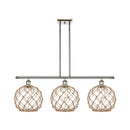 Farmhouse Rope Island Light shown in the Polished Nickel finish with a Clear Glass with Brown Rope shade