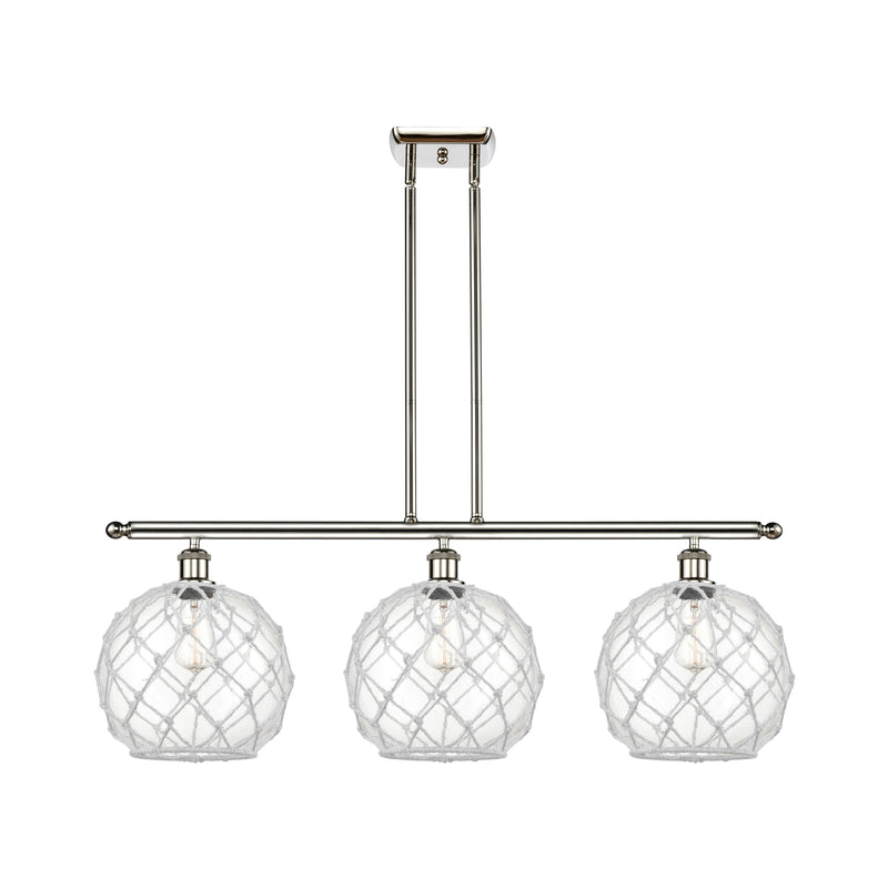 Farmhouse Rope Island Light shown in the Polished Nickel finish with a Clear Glass with White Rope shade