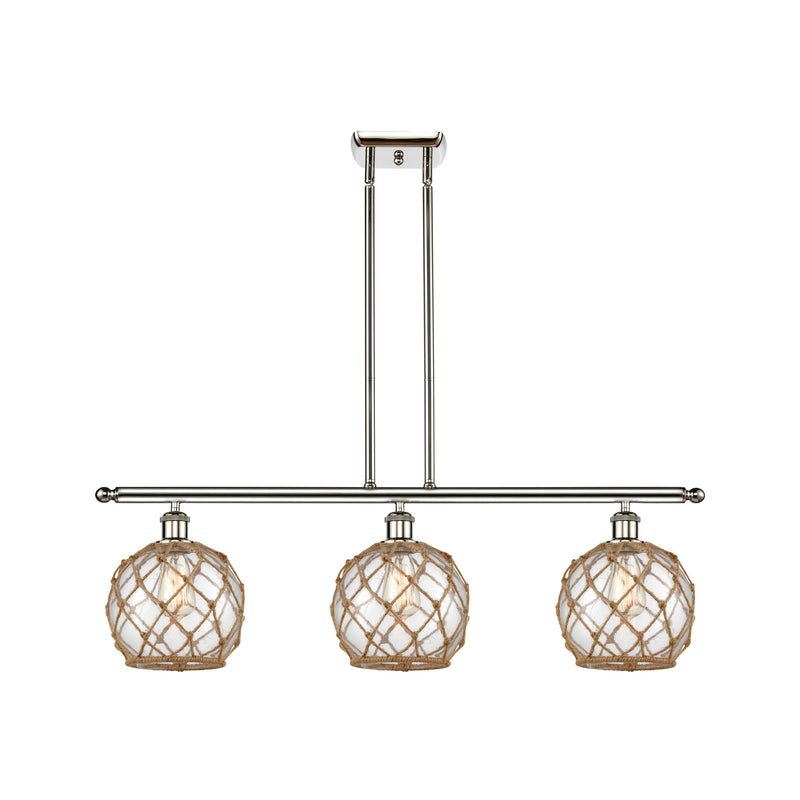 Farmhouse Rope Island Light shown in the Polished Nickel finish with a Clear Glass with Brown Rope shade