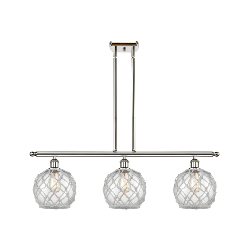 Farmhouse Rope Island Light shown in the Polished Nickel finish with a Clear Glass with White Rope shade