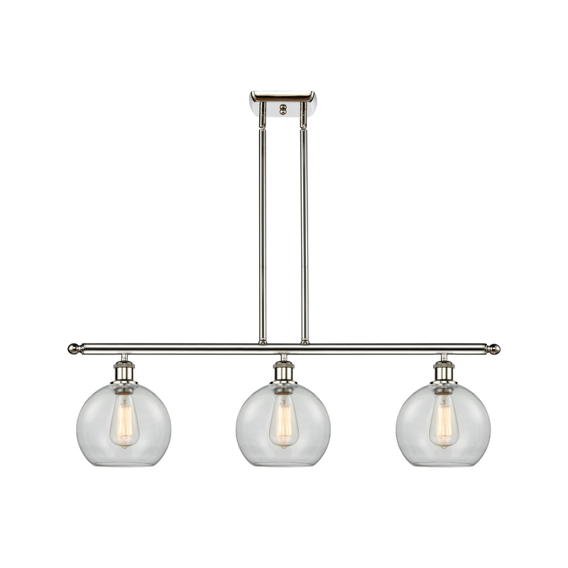 Athens Island Light shown in the Polished Nickel finish with a Clear shade