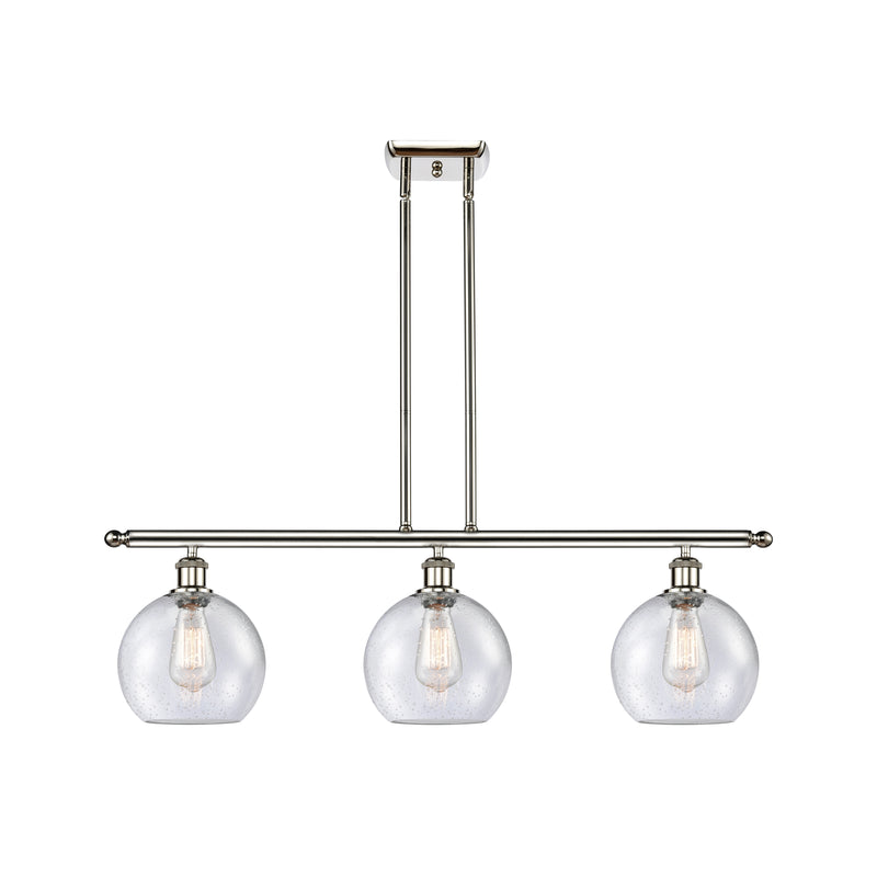 Athens Island Light shown in the Polished Nickel finish with a Seedy shade