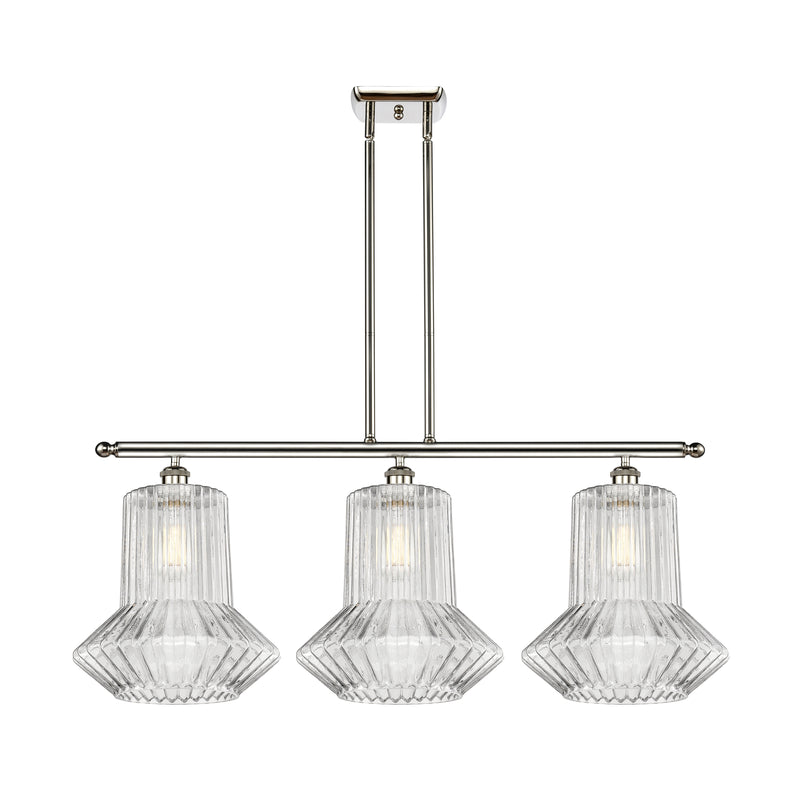 Springwater Island Light shown in the Polished Nickel finish with a Clear Spiral Fluted shade