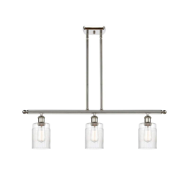 Hadley Island Light shown in the Polished Nickel finish with a Clear shade