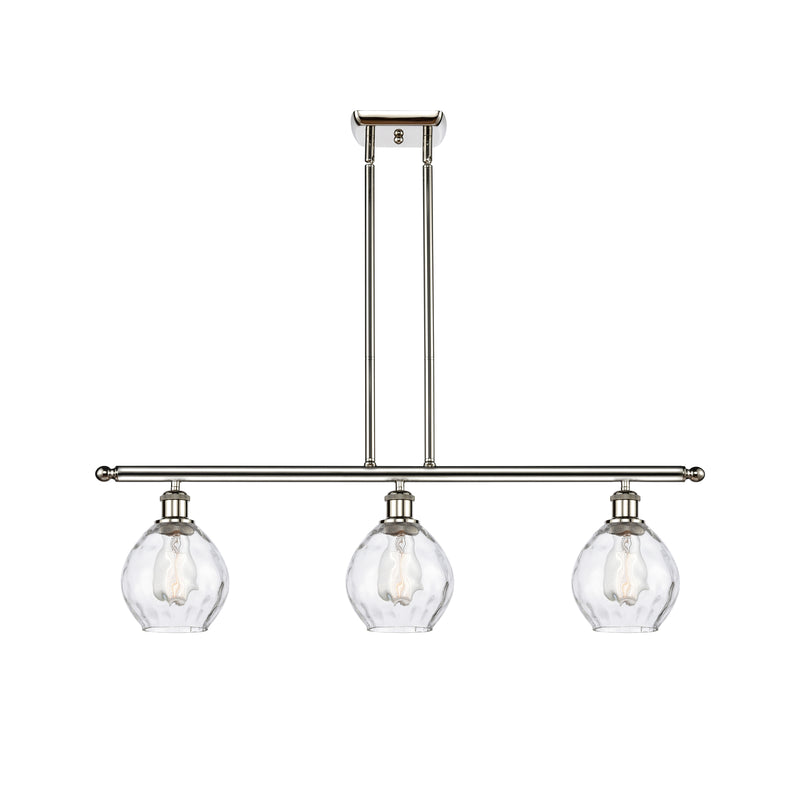 Waverly Island Light shown in the Polished Nickel finish with a Clear shade