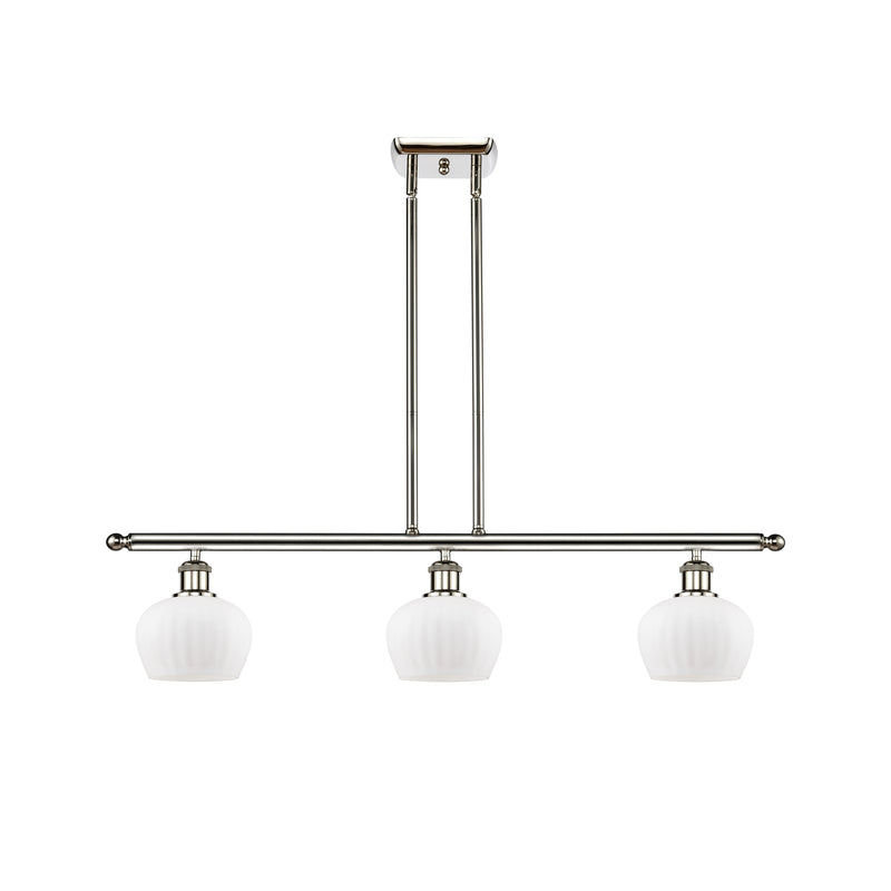 Fenton Island Light shown in the Polished Nickel finish with a Matte White shade