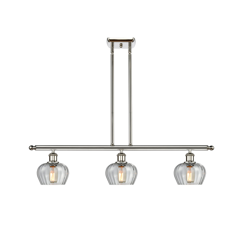 Fenton Island Light shown in the Polished Nickel finish with a Clear shade