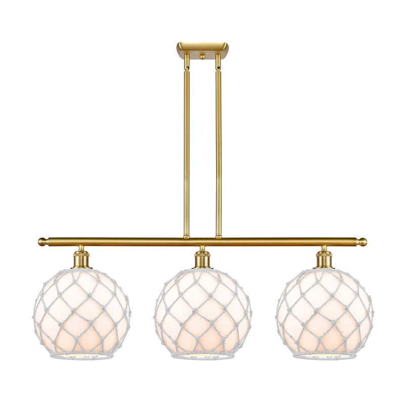 Farmhouse Rope Island Light shown in the Satin Gold finish with a White Glass with White Rope shade