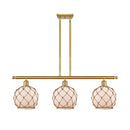 Farmhouse Rope Island Light shown in the Satin Gold finish with a White Glass with Brown Rope shade