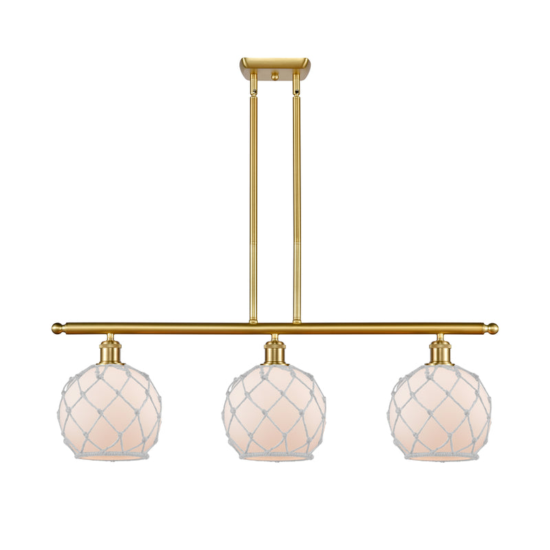 Farmhouse Rope Island Light shown in the Satin Gold finish with a White Glass with White Rope shade