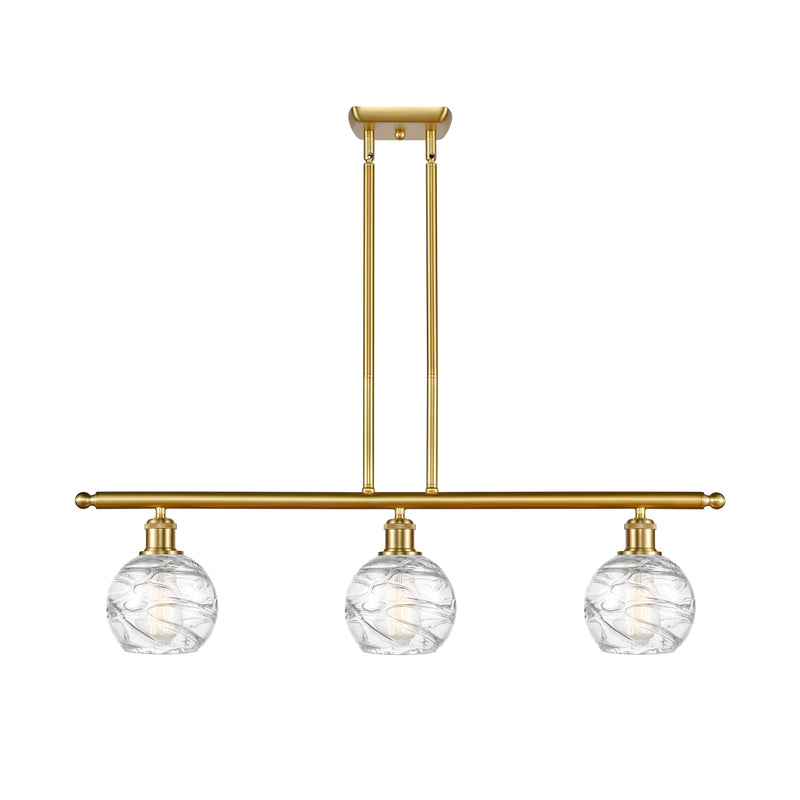 Deco Swirl Island Light shown in the Satin Gold finish with a Clear shade