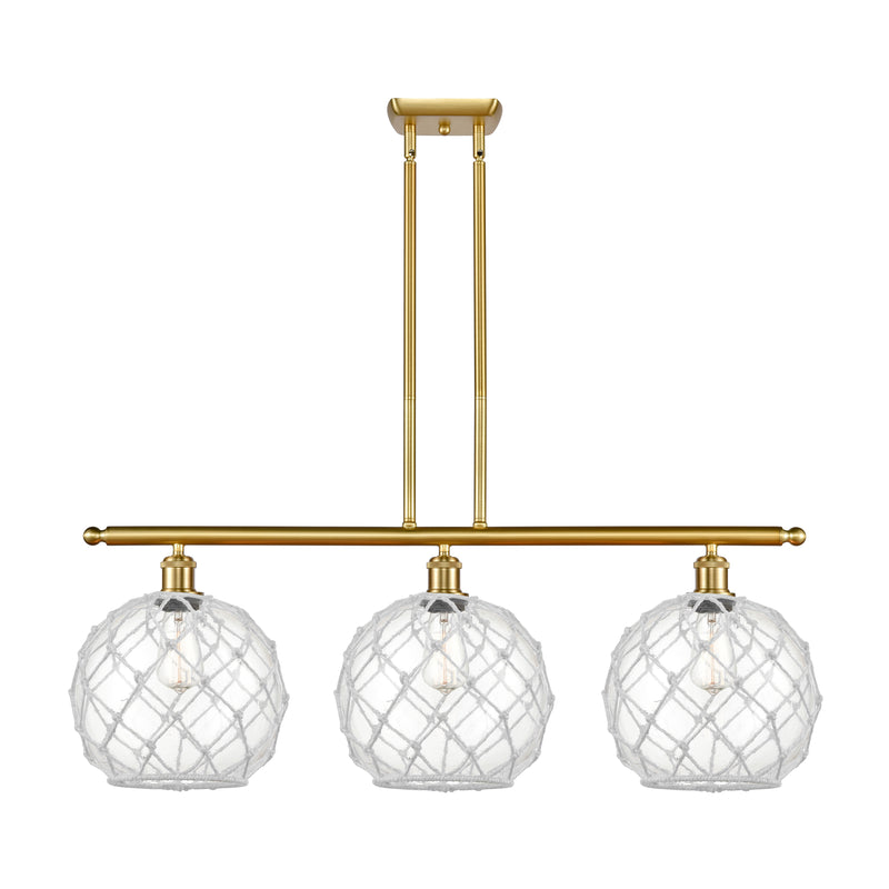 Farmhouse Rope Island Light shown in the Satin Gold finish with a Clear Glass with White Rope shade