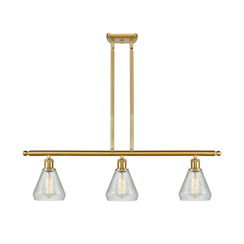 Conesus Island Light shown in the Satin Gold finish with a Clear Crackle shade