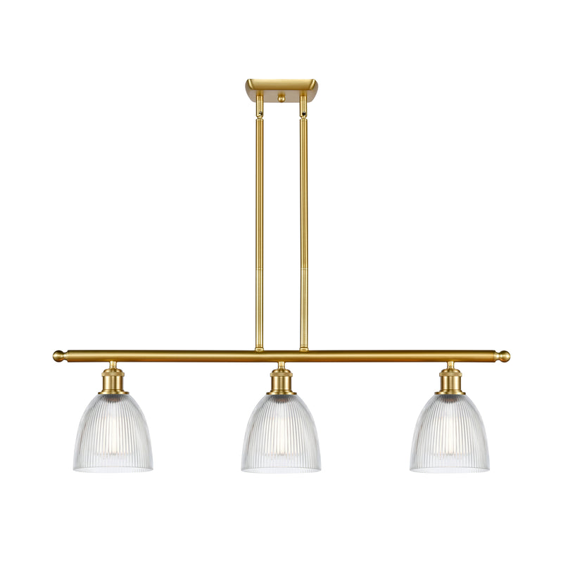 Castile Island Light shown in the Satin Gold finish with a Clear shade