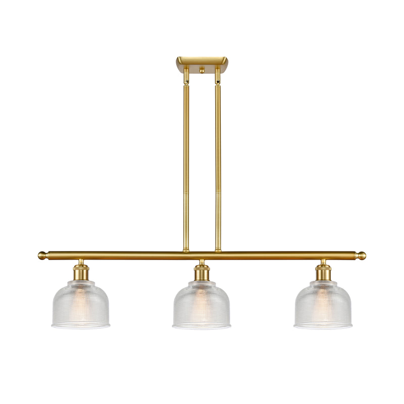 Dayton Island Light shown in the Satin Gold finish with a Clear shade