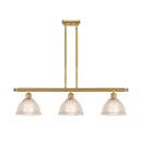 Arietta Island Light shown in the Satin Gold finish with a Clear shade