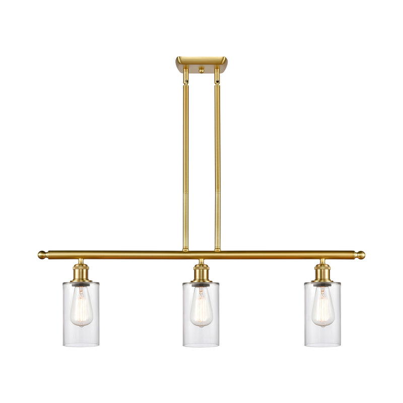 Clymer Island Light shown in the Satin Gold finish with a Clear shade