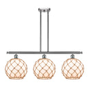 Farmhouse Rope Island Light shown in the Brushed Satin Nickel finish with a White Glass with Brown Rope shade