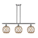 Farmhouse Rope Island Light shown in the Brushed Satin Nickel finish with a Clear Glass with Brown Rope shade