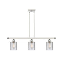 Cobbleskill Island Light shown in the White and Polished Chrome finish with a Clear shade