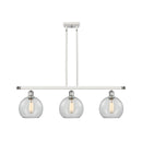 Athens Island Light shown in the White and Polished Chrome finish with a Clear shade