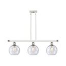 Athens Island Light shown in the White and Polished Chrome finish with a Seedy shade