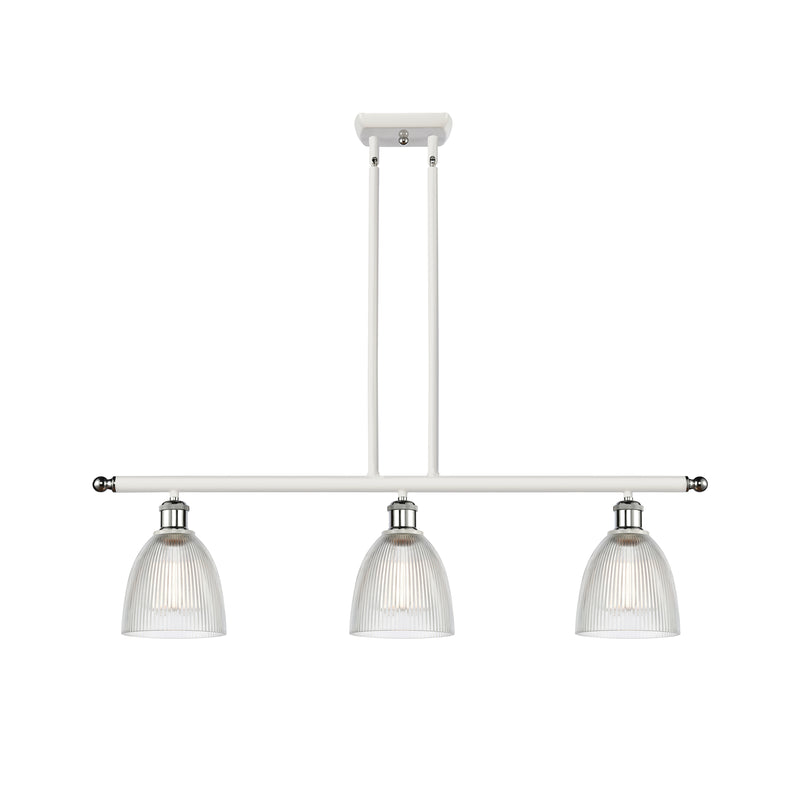 Castile Island Light shown in the White and Polished Chrome finish with a Clear shade