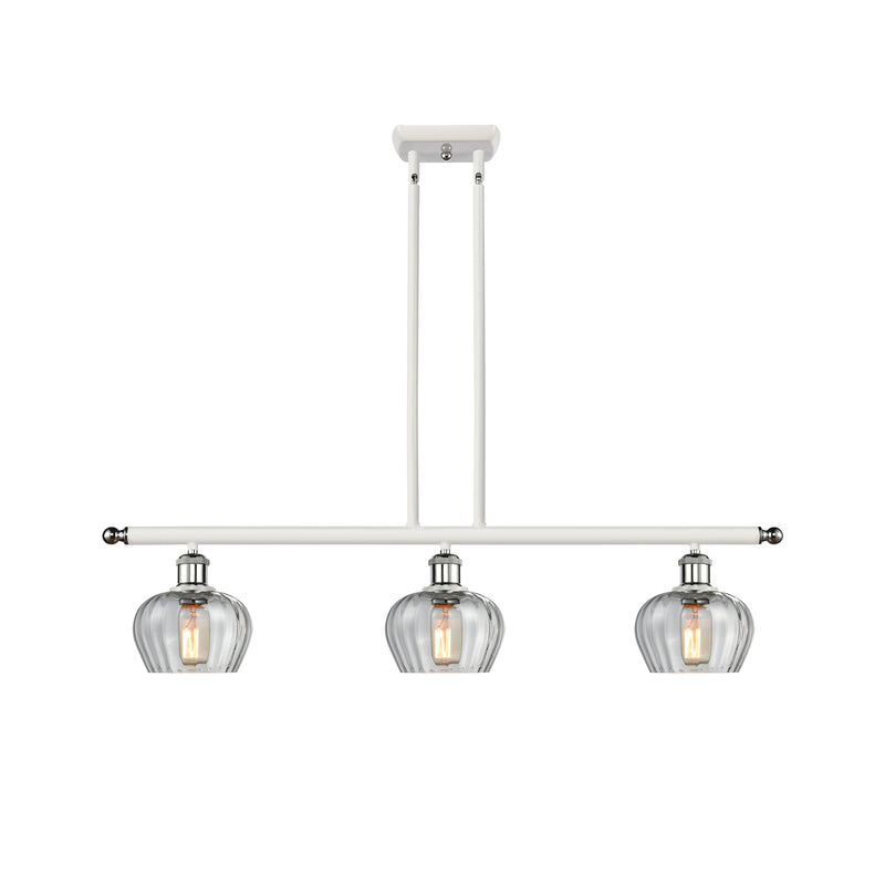 Fenton Island Light shown in the White and Polished Chrome finish with a Clear shade