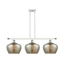 Fenton Island Light shown in the White and Polished Chrome finish with a Mercury shade