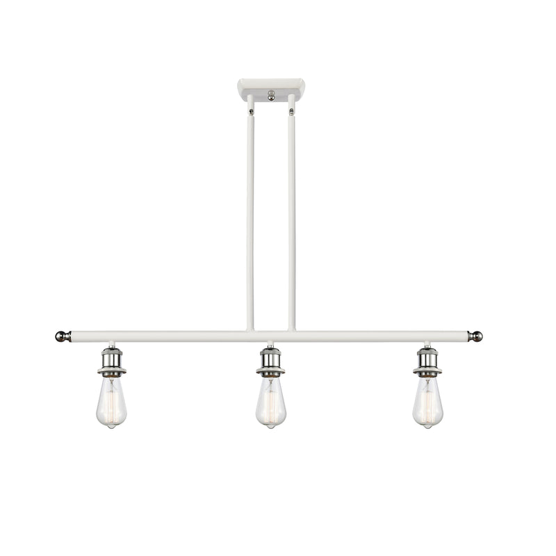 Bare Bulb Island Light shown in the White and Polished Chrome finish