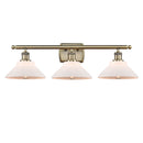 Orwell Bath Vanity Light shown in the Antique Brass finish with a Matte White shade