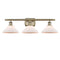 Orwell Bath Vanity Light shown in the Antique Brass finish with a Matte White shade