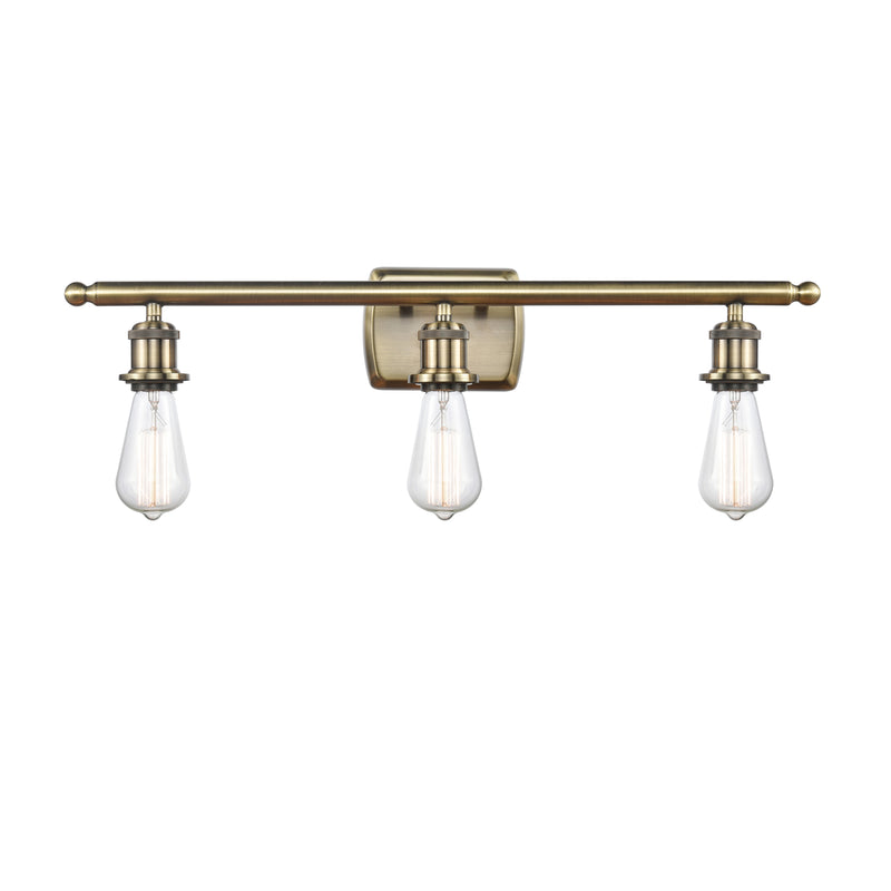 Bare Bulb Bath Vanity Light shown in the Antique Brass finish